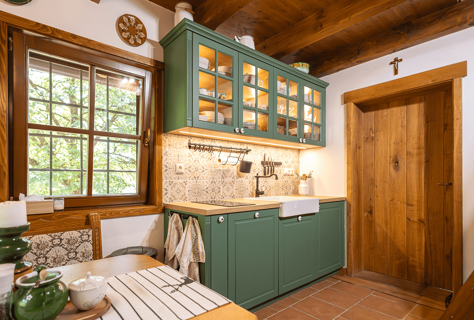 Kuchyně Evermatt Zelená | Dub Hickory