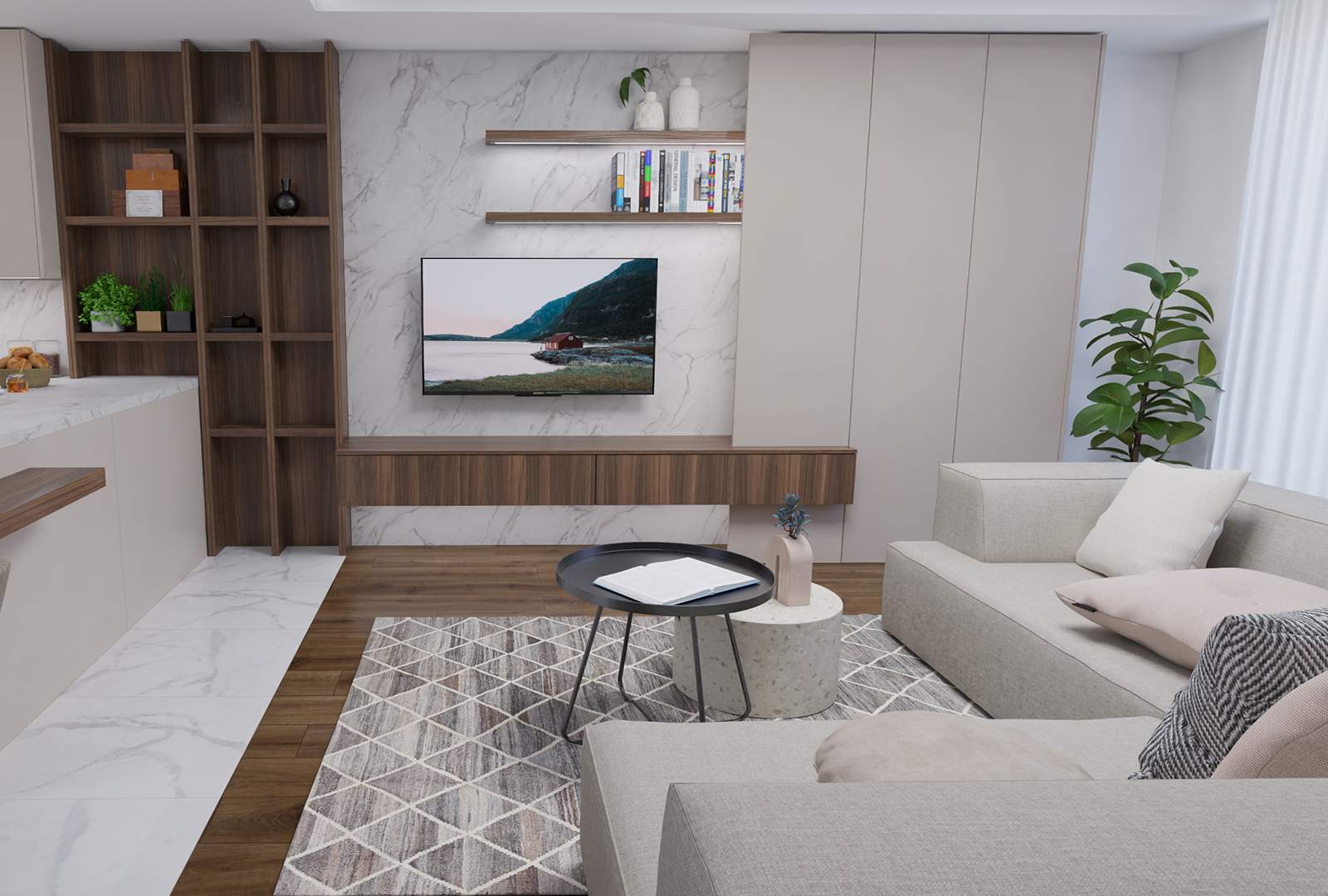 Interiér na míru NaNoTeQ MaTT Kašmír | Ořech | Mramor křišťálový